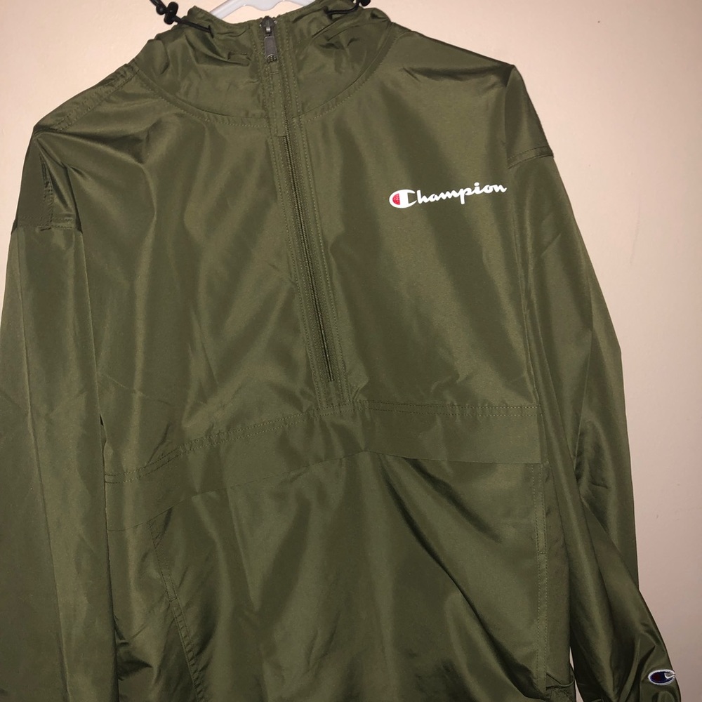 green champion windbreaker hoodie
